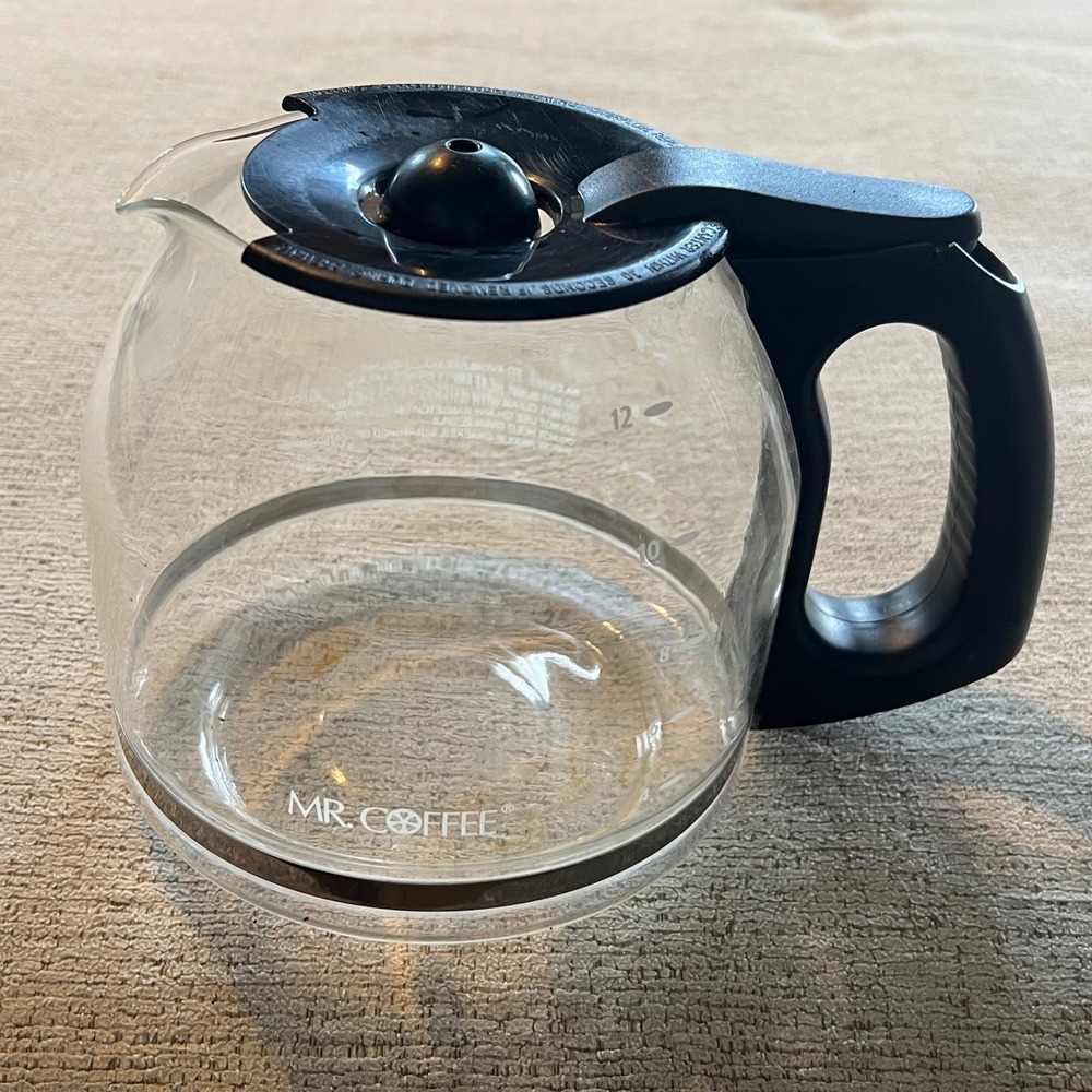 Mr. Coffee 12 Cup Replacement Glass Carafe Decanter Black Handle Lid Clear